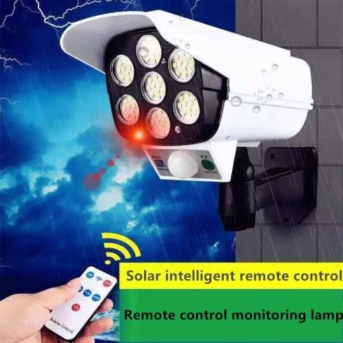 Remote Control Solar Monitoring Lamp Human Body Sensor Dummy Camera Outdoor Waterproof Spotlight Wall Light for Garden Path