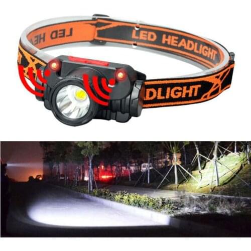 Sensor LED Headlamp Headlight Long Range USB Charger High Powerful Head Lamp Light Torch Flashlight with 18650 Battery Lantern