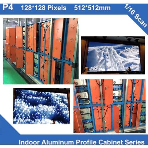 TEEHO FREE card flight case 6pcs/lot P4 indoor aluminum profile Cabinet led display 512mm*512mm 1/16 scan rental,fixed use