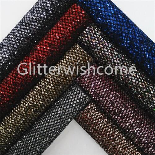 Glitterwishcome 21X29CM A4 Size Mesh Glitter Leather fabric Vinyl for Bows, GM638A