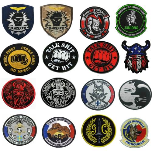 STRIKE FIRST HARD NO MERCY Embroidered Badges Patches Emblem Armbands Army Tactical Clothes Patch for Backpacks Caps Vests Bags