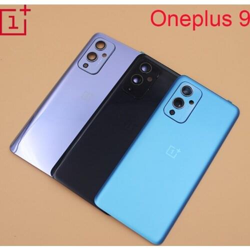 Oneplus9 Rear Housing For Oneplus 9 6.55" One Plus 1+9 Back Door Battery Cover Glass Repair Replace Case + Camera Lens + Logo