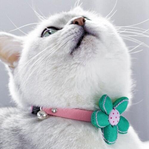 2PCS Cat Cute Collar Flower Cat Collar Bell Design Adjustable Pet Neck Collar Kitten Collar Cat Necklace