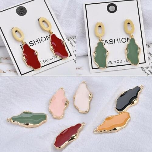 30pcs/lot color handmade alloy drop oil irregular shape flatback charms diy jewelry earrings/necklace/bracelet accessory
