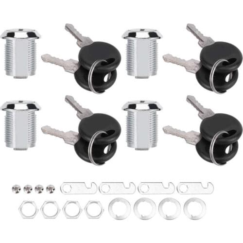 4 Set Cam Lock Zinc Alloy File Cabinet Mailbox Drawer Slidding Door Safety Locks with Keys