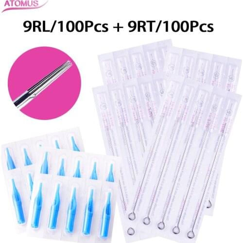 9RL 9RT Tattoo Needle Permanent Naalden Agulhas De Tatuagem Makeup Tube Nozzle Caps Aiguille Tatouage Jetable Magnum Needle Tube