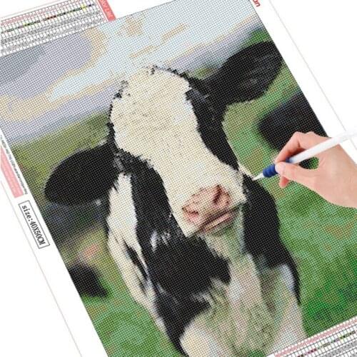 Cow Needlework Diamond Painting Cartoon Characters Animal Picture Picture full Rhinestone Wall Christmas Decor Painting