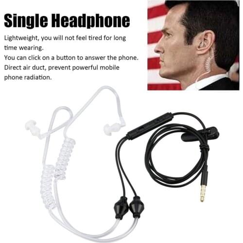 90cm Single Earphone Stereo Secret Service Air Tube 3.5mm Anti Radiation Mobile Phone Headsets Earphone With Air Pipe KY-011