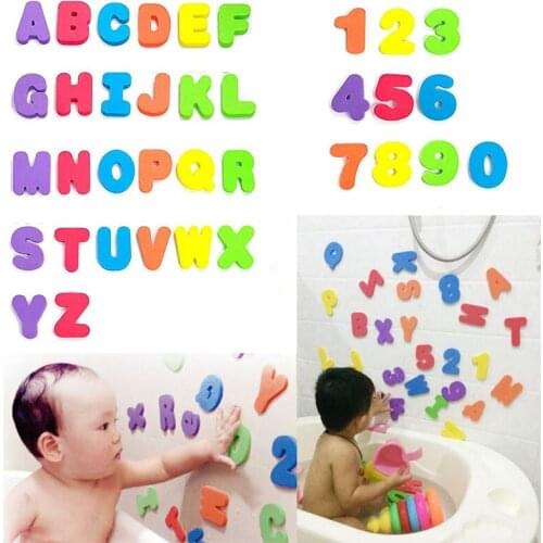 Children Alphanumeric Letter Puzzle Bath Toys Kids Early Education Water Toys Soft EVA Suction Up Bathing Toy