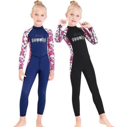 Kids Girls Boys One Piece Sun Protection Rash Guard UPF 50+ Long Sleeves Surf Swim Full Suit Swimsuit Lycra Wetsuit Dive Skin