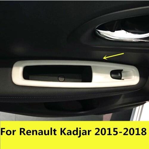 For Renault Kadjar 2015-2018 Car Sequin Car Styling Interior Door Window Lift Switch Panel Cover Internal Accessory 4pcs