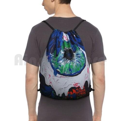 Eye Ball Backpack Drawstring Bags Gym Bag Waterproof Eyeball Eye Dripping Psychedelic Trippy Cool Colorful Interesting