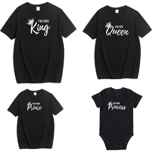Cotton Matching Family Shirts Family Matching Clothes Matching Father Mother Daughter Son Baby Clothes T-shirt King Queen Shirt