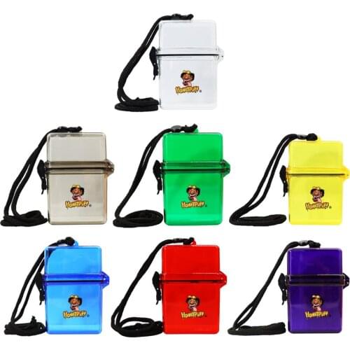 HONEYPUFF Waterproof Transparent Acrylic Cigarette Case with Chain Plastic Transparent Bag Storage Box Hanging on Neck Portable