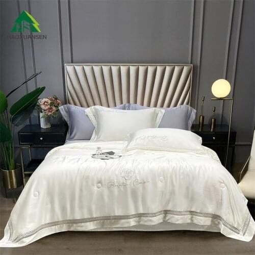 Lyocell Tencel Lightweight Quilted Quilt Summer Blanket Soft Summer Quilt & Hypoallergenic Thin quiltSuit4-piece set