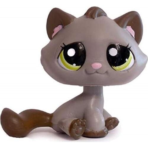 LPS CAT Old original pet shop toys STANDARD cat #2215 Dark gray kitty cute green eyes Kitten for girls collection