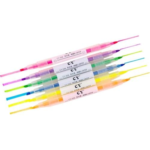 6 Suits Highlighter Double-headed Color Oblique Headline Marker Pen Student Marker Pen Color Office Marker Pen School Supplies