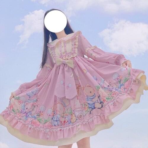 Japanese Style kawaii clothing sweet lolita dress Long Sleeve Op Dress for Children Autumn and Winter gothic fairy dress