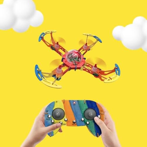 DIY Mini Wood UAV Quadcopter RC Drone Teaching Copter Welding-Free Assemble Altitude Hold Hovering With Camera WIFI FPV Toy Gift