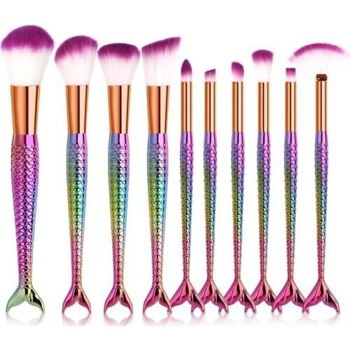 Mujgan 10'lu Fish Makeup Brush Set-Purple