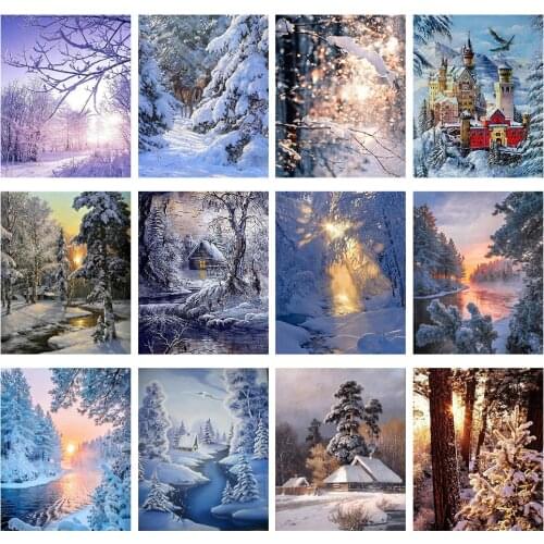 New 2025 Diamond Embroidery beautiful landscape Handmade Diamond Painting Village Needlework Mosaic Cross Stitch Home Decor