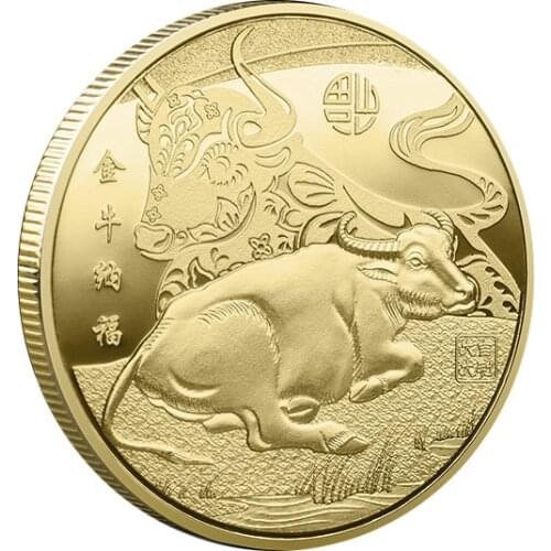 New 2021 Twelve Zodiac Ox New Year Gold Coin Commemorative Coins Collection Gift Decorative Coins Collection gift