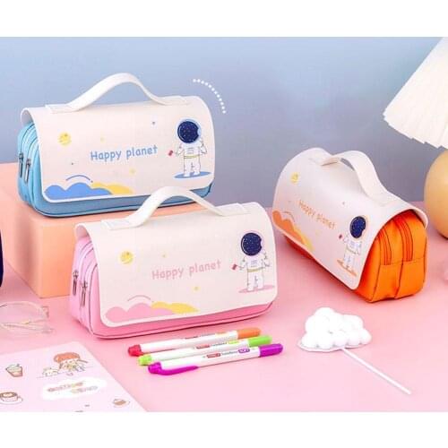 Creative Cartoon Foldable Pencil Case Large Capacity Bags Animal School Korean Kawaii Case Student Pencil Stationery Pencil V8C4