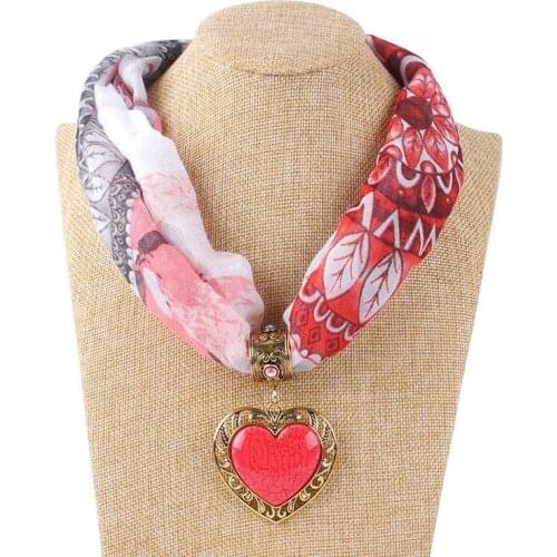 Heart Shape Necklace Pendant Scarf for women clothing accessories neck jewelry scarves ethnic style cotton print foulard femme