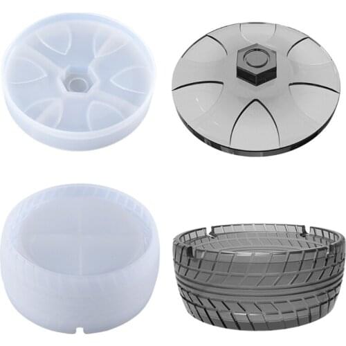 1 Set Tire Ashtray with Lid Epoxy Resin Mold Cigarette Ash Tray Silicone Mould DIY Crafts Home Decorations Ornament Mold