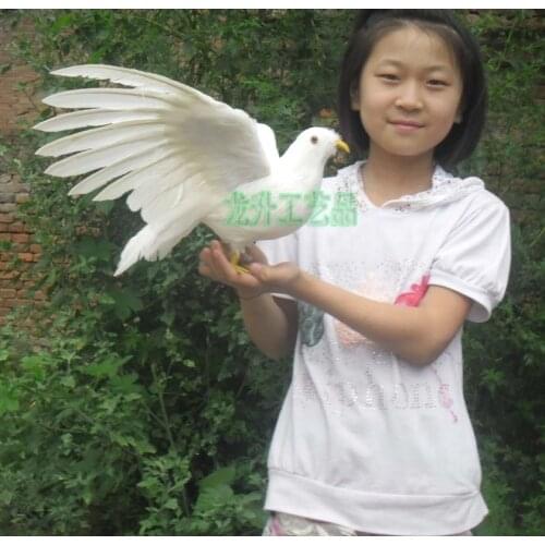 Feathers dove bird about 30x50cm white bird of peace spreading wings,toy model home decoration Christmas gift h1107