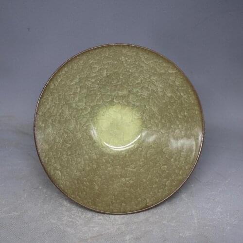 Rare Song Dynasty (961--1275) porcelain bowlGuan kiln,Yellow glaze, best collection & adornment, Free shipping