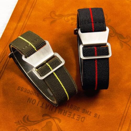 60s French Army NATO Parachute Elastic Nylon Watchband for Seiko Water Ghost Tudor Rolex Watch Strap 18mm 20mm 22mm