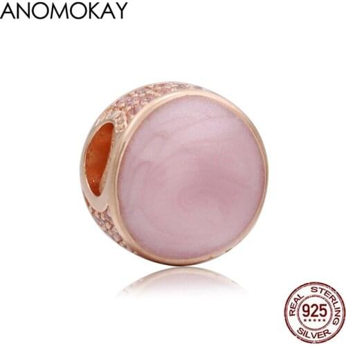 Anomokay Romantic Pink Paisley Rose Gold Color Charm for DIY Bracelet & Bangle Jewelry Making