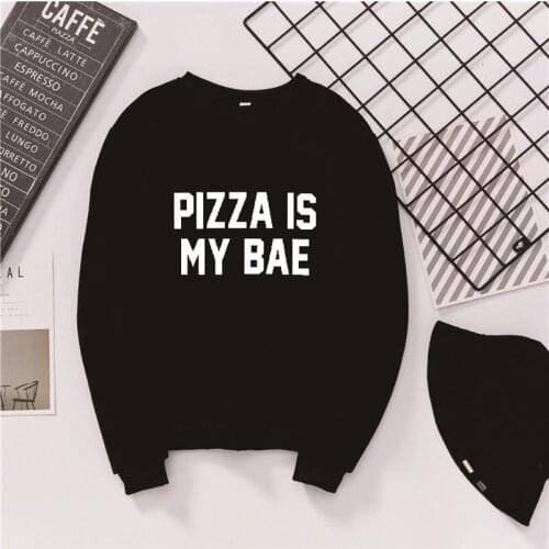 Harajuku Pizza Is My BAE Christmas Sweatshirt Cotton Casual Aesthetic Clothing Crewneck Pullovers Full Long Sleeve Graphic Shirt