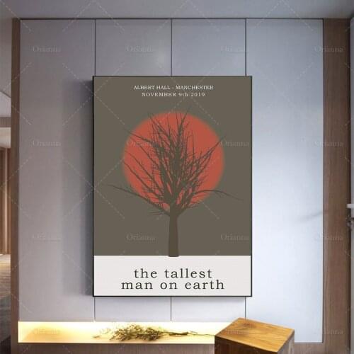 Tallest Man On Earth Music Poster - Red Grey Tree Design Print - Tour Print - Wall Art Print Illustration Modern Home Decor