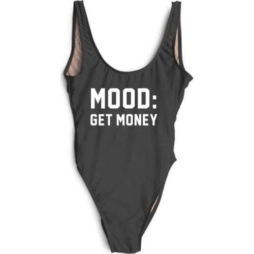 WackDaria sexy one-piece customize lettering MOOD: GET MONEY women swimsuit swimwear summer maillot de bian femma hot sell suit