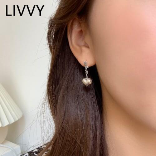 LIVVY Silver Color 2021 Arrows Love Heart Drop Earring Female Trendy Fashion Temperament Romantic Valentine Gift