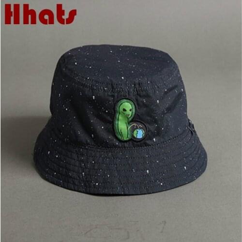 Alien Reversible Bucket Hat Casual Two Side Wear Starry Sky Sun Hat Outdoor Sports Fishermen Sunhat Unisex Fishing Cap Panama