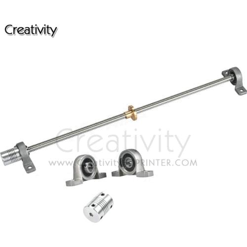 T8 Lead screw 300/350/350/380/400/500mm 8mm+ T8 nut+KP08 bearing Bracket +5X8 mm Flexible Coupling 3D printer parts &CNC