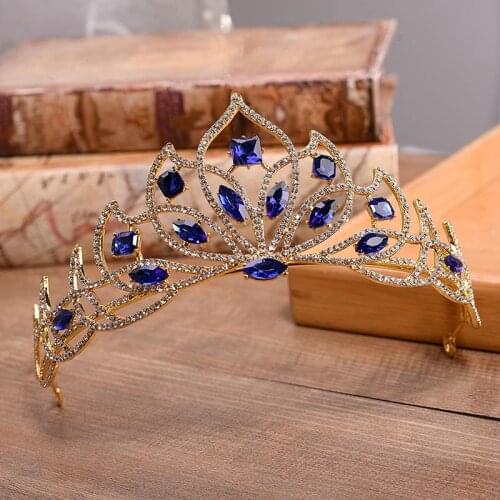 Fashion Petal Crystal Princess Queen Tiaras and Crowns Bride Diadem Bridal Wedding Prom Headpiece Hair Jewelry Accessories S