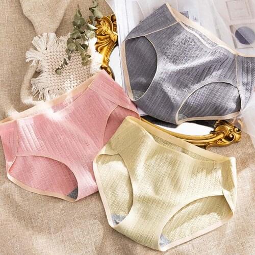 Wasteheart Women Fashion Pink Cotton Seamless Sexy Mid Waist Panties Underwear Lingerie Seamless Lace Briefs Underpants M L XL