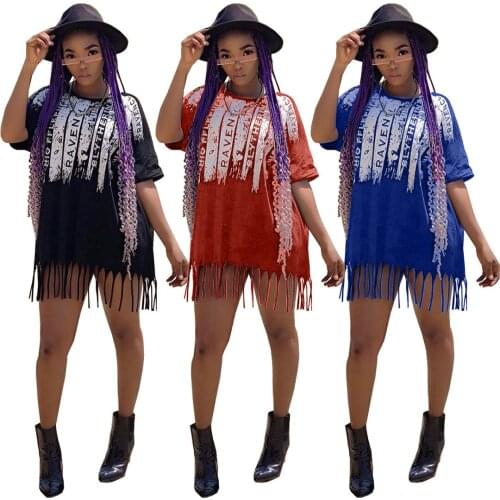 European and American summer womens fashion personality letters printed short-sleeved t-shirt dress