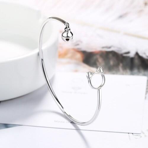WANGAIYAO cat bell bracelet female open cute niche design simple personality small fresh bracelet jewelry