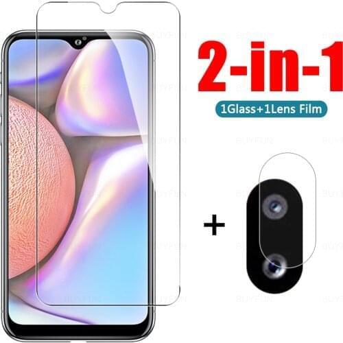 2-in-1 Cover Tempered Glass For Samsung Galaxy A9 2018 Screen Protector For Samsung Galaxy A10 A10s A10e A20e Camera Lens Film