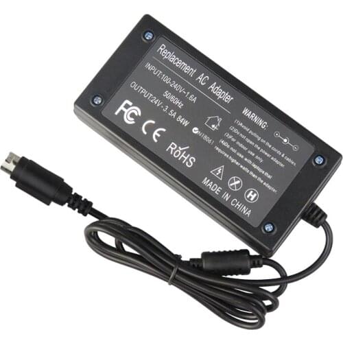Zoolhong 24V 3.5A 84W Charger with 3PIN Tip Power Adapter for Printer Power Supply
