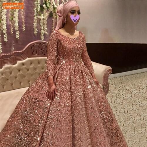 Glitter Pink Evening Dresses Long Sleeve Sequined Lace Up Ball Gown Robe De Soirees 2020 Customized Reflective Dress Women Party