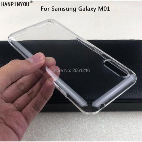 For Samsung Galaxy M01 M015F/G 5.7" Hard PC Camera Protect Case Ultra Thin Clear Hard Plastic DIY Full Cover Protective Skin