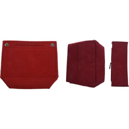 2Pc Multifunction Handbag Cosmetic Organizer Purse Insert Bag with Makeup Bag Cosmetic Cases Felt Bag Red S