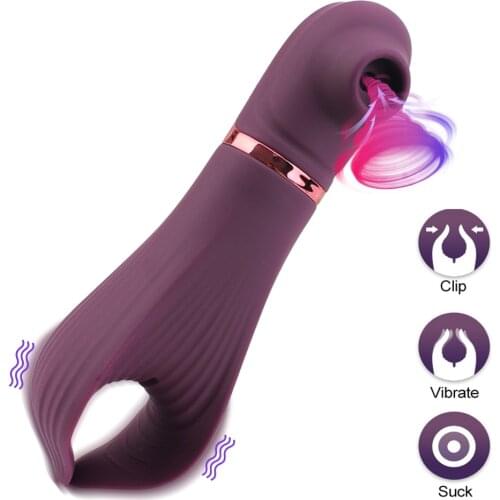2 in 1 Nipple Clamps Sucking Vibrators For Women Clitoris Sucker Anal Massager Female Masturbator Machine Erotic Toys Sex Shop