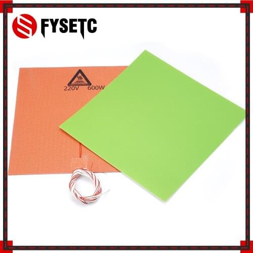 300X300mm Silicone Heater Pad Mat 220V 600W Heater With Green Frosted Sticker Build Sheet Plate For TEVO Tornado Lulzbot Taz6